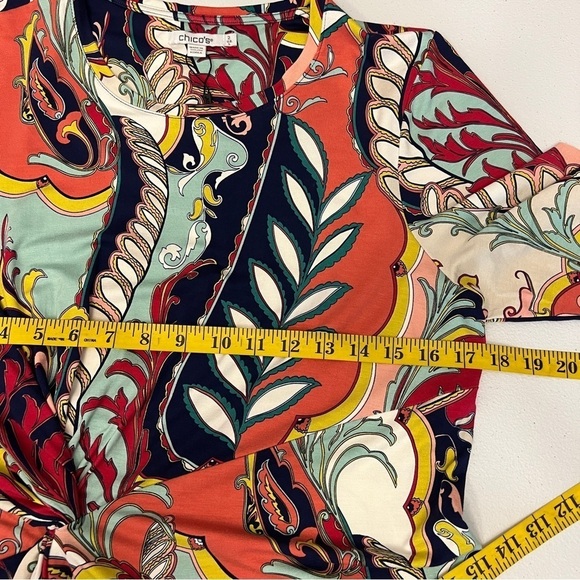 Chico's Womens 2 U.S. Large Abstract Draped Tunic Touch of Cool Twist Detail NWT - Picture 9 of 9